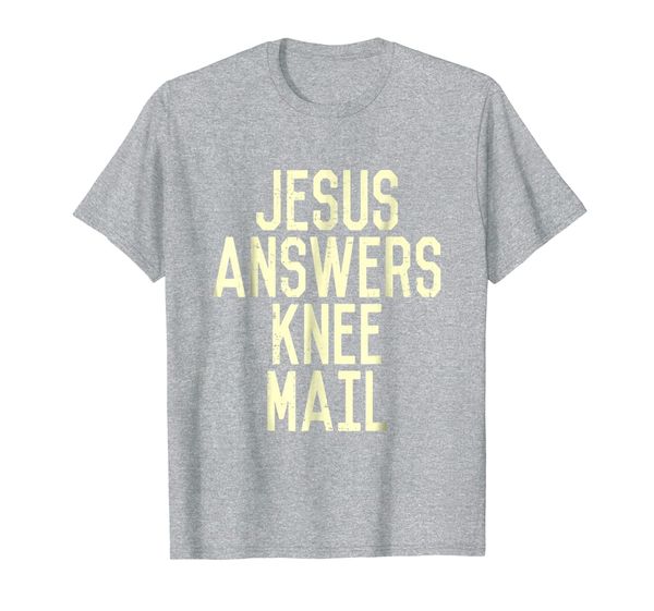 

jesus answers knee mail vintage minimalist tee shirt., White;black