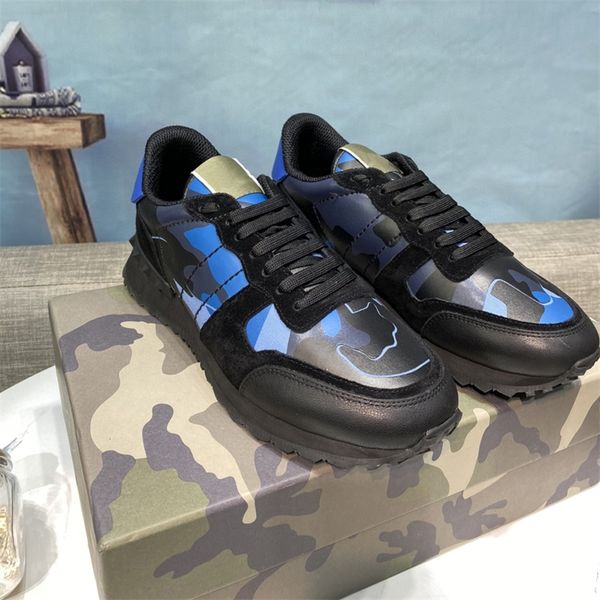 

womens mens studded leather suede shoes camo camouflage sneakers studded rockrunner casual trainers walking shoes sne urshoeszone, Black