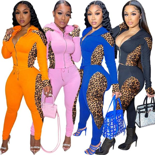 

women's two piece pants clothing matching sets set leopard patchwork tracksuit sweatpants casual outfits wholesale drop, White