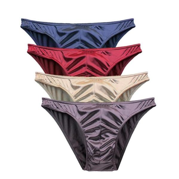 

underpants 2piece/order random color men panties thong brief plus size men's underwear satin silky s//l/xl/2xl/3xl, Black;white