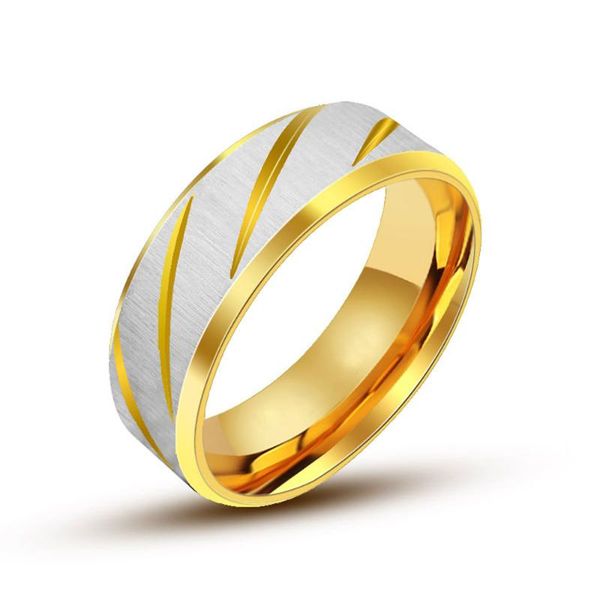 

wedding rings fashion stainless steel round ring couples men and women trendy simple punk jewelry gift s0155, Slivery;golden
