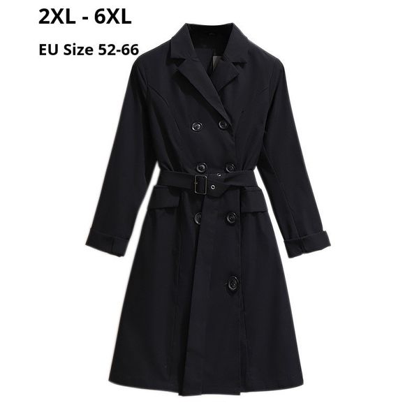

wool plus size 6xl 5xl 4xl 3xl 2xl women autumn winter sleeves ladies work wearing slim coats long trench for mujer, Black