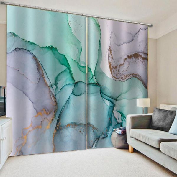 

curtain & drapes custom 3d fabric green marble curtains printing blockout polyester