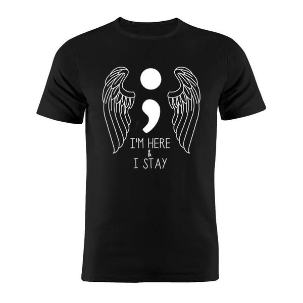 

men's t-shirts cotton t shirt wynonna earp wayhaught i'm here and i stay funny artwork tee, White;black