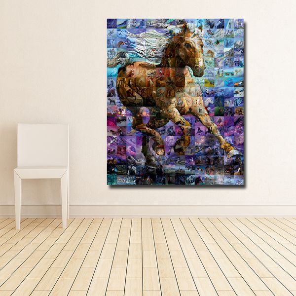 

abstract animal painting impression running horse painting wall poster prints for living room home decor canvas art
