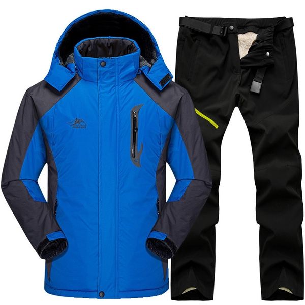 

winter ski suit men snow skiing jackets + pant set outdoor thermal waterproof windproof snowboard camping hiking jackets set