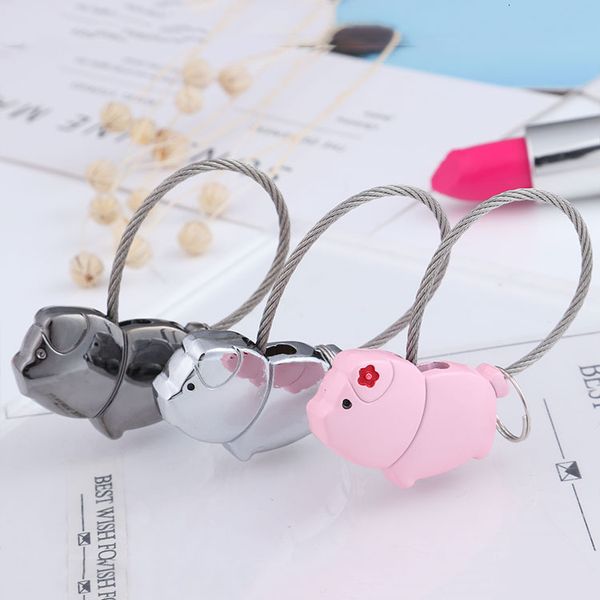 

keychains year of the pig lovers key chain creative metal ring men and women valentine's day gifts, Silver