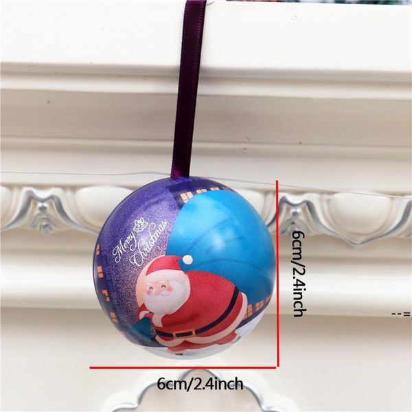 Newxmas Tree Round Iron Ball Dekorationen Weihnachten Cartoon Mini Candy Box Hanging Santa Claus Geburtstag Geschenk Ornament Party Lieferungen lle9098