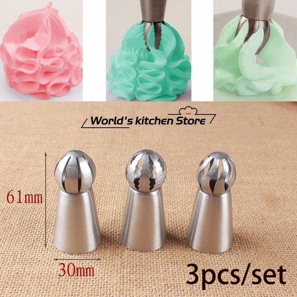 

3pcs stainless steel russian tulip rose flower nozzles birthday cupcake craft icing piping cake decoratingtools baking & pastry tools