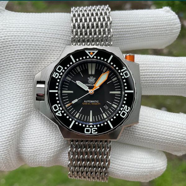

wristwatches steeldive upgrade 1969 ploprof 1200m diver watch bilteral automatic self-wind nh35 sapphire bgw9 luminous waterproof watches, Slivery;brown