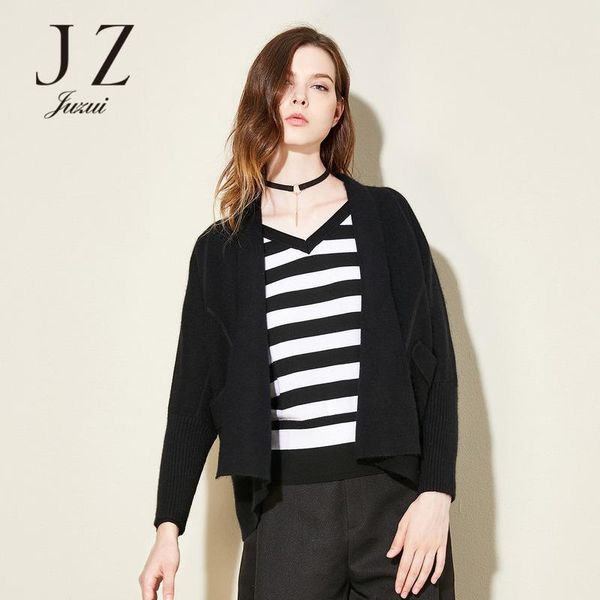 

women's sweaters women black sweater long sleeved cardigan juzui, White;black