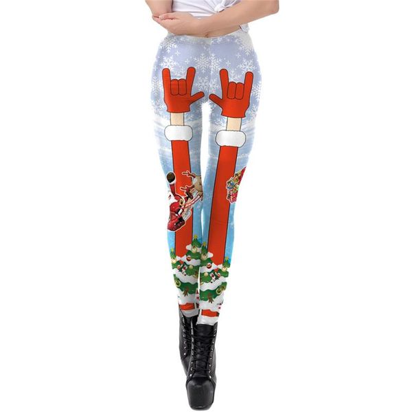 

women's leggings hiriginÂ christmas trousers women casual elasticity skinny mujer high waist workout print stretchy xmas pants, Black