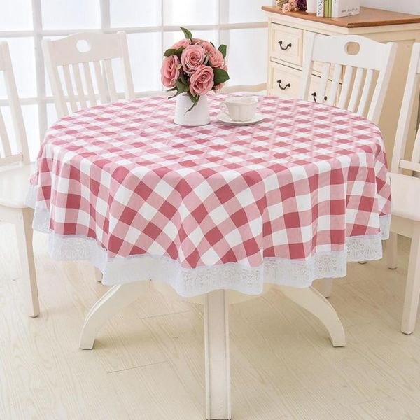 

137/152/180cm pvc waterproof round table cloth cover lace/wave edge tablecloth home kitchen dining