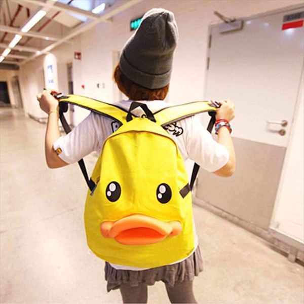 

lovely 3d personality duck backpack fashion cartoon canvas student schoolbag for teenagers casual cute rucksack bookbag