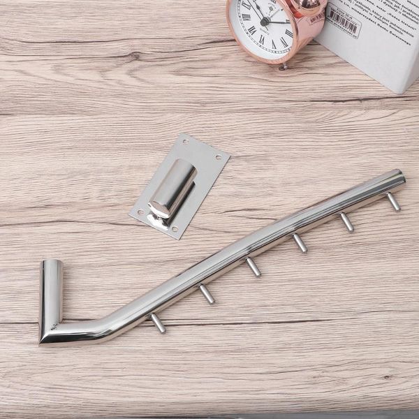 

wall mounted clothes hanger rack folding hook stainless steel organizer with swing arm holder(mounting plate in random hooks & rails