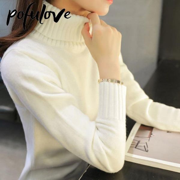 

women's sweaters turtleneck sweater pure color loose 2021 trending sweaterautumn winter pullover korean fashion ladies knitwear, White;black