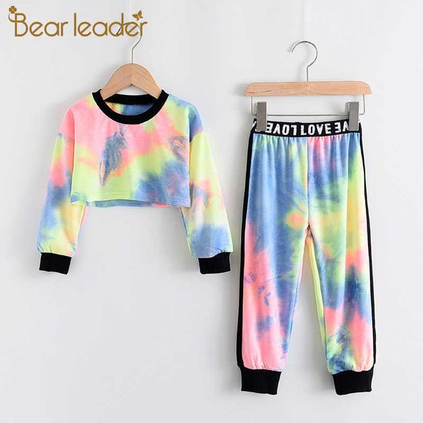 

bear leader children girls casual clothing sets fashion colorful autumn outfits 2pcs kids active tracksuits 2-6 years 210708, White