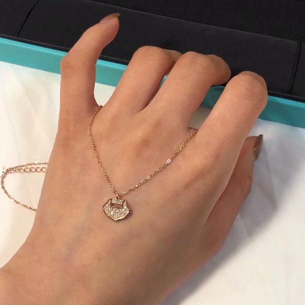 

Designer Jewelry women Necklace Concentric lock pendant diamonds Necklaces 925 sterling silver 18K rose gold plated