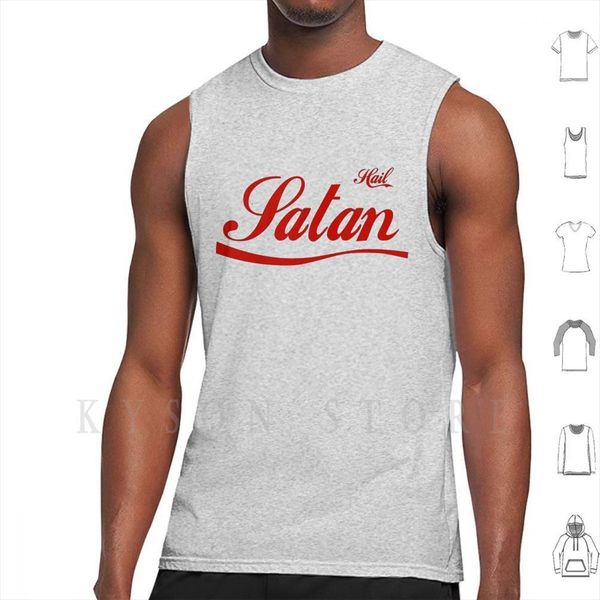 

hail satan tank vest 100% cotton drink metal black satansim beverage church burning, White;black