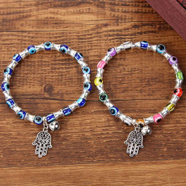 

fatima palm demon eye beaded alloy bracelet popular bracelet, Golden;silver