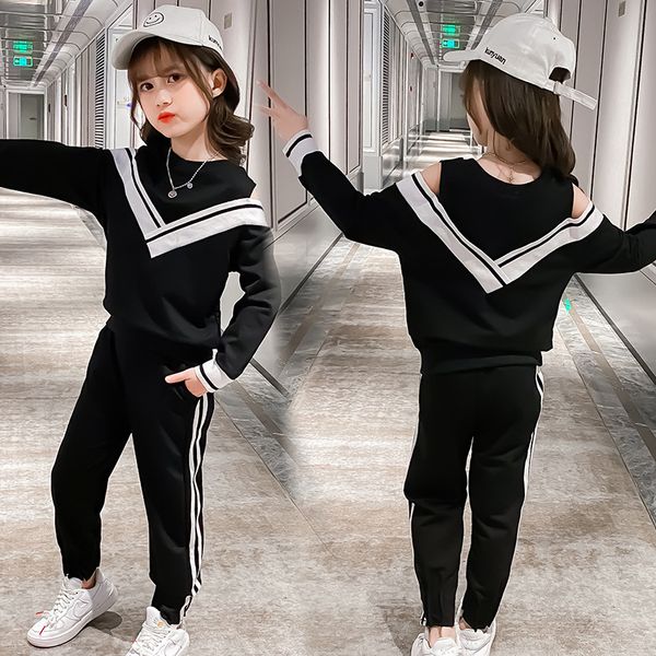 

Girls Suits Sweatshirts + Dress 2pcs Kids Cotton Tracksuit 2022 Stripe Spring Autumn Uniforms Sport Teenagers Outwear Children S, Five pairs