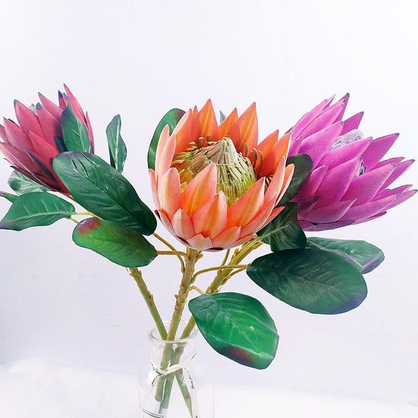 

decorative flowers & wreaths luxury artificial flower africa protea cynaroides silk king branches fake flores for home decoration wreath pla