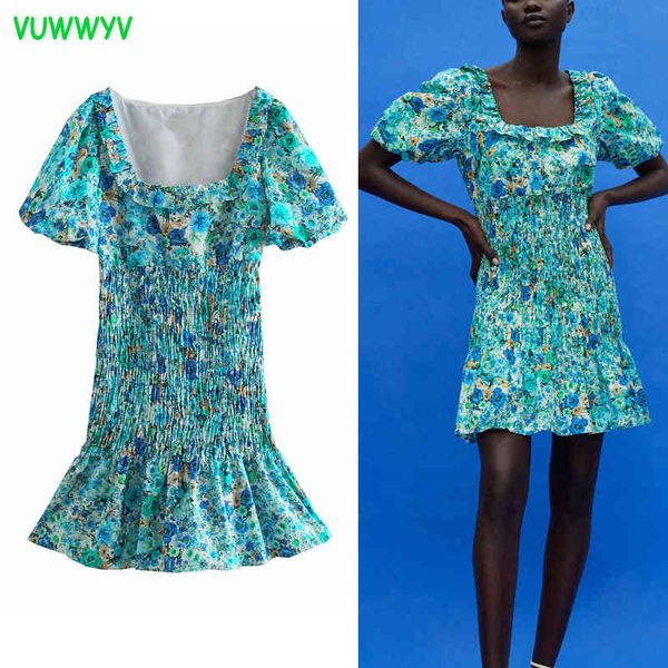 

summer dress green floral print ruffle african es woman short sleeve ruched mini women elastic waist vestidos 210430, Black;gray