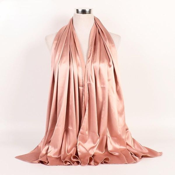 

scarves solid color polyester satin long scarf female malaysia headband, Blue;gray