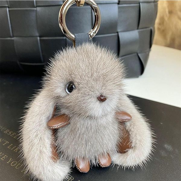 

keychains real keychain women handbag charm pendant plush toy mini car key ring accessories highend gift, Silver
