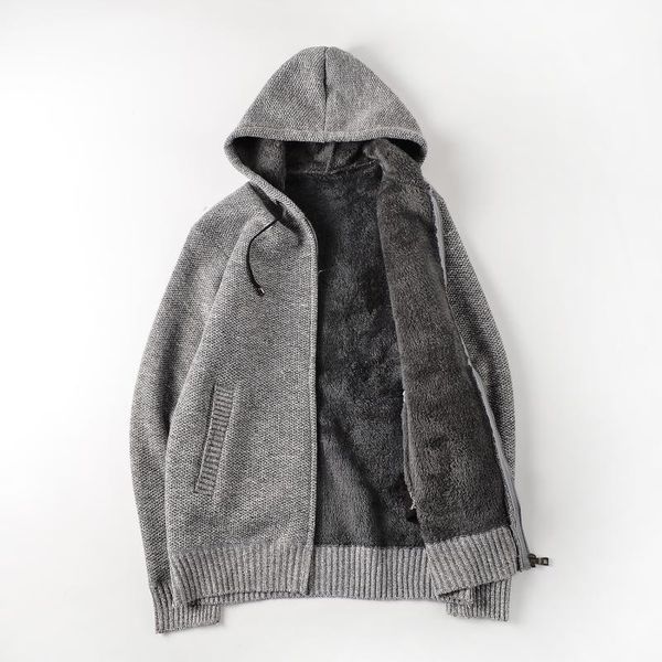 

men's hoodies & sweatshirts arrivals casual wool liner thick men spring autumn solid warm knitted hooded sweatshirt harajuku hoodie clo, Black