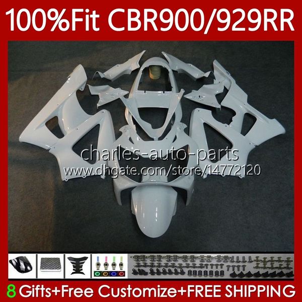 Honda CBR900 CBR929 için Enjeksiyon Kalıbı Gövdesi CBR900 CBR929 CBR Gloss Beyaz 929RR 900RR 900 929 RR CC 00 01 Üstyapı 68NO.12 900cc 929cc CBR929RR 00-01 CBR900RR 2000 2001 OEM PERSERING