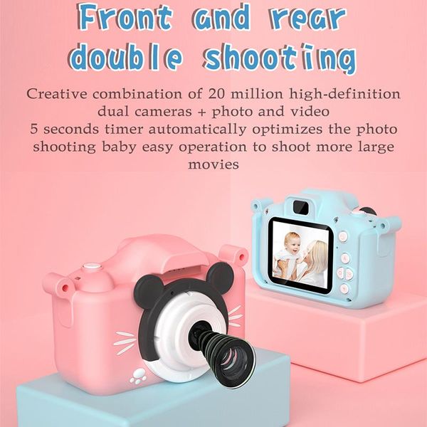 

camcorders film camera dual digital cartoon front and rear of mini kids fall proof cameras