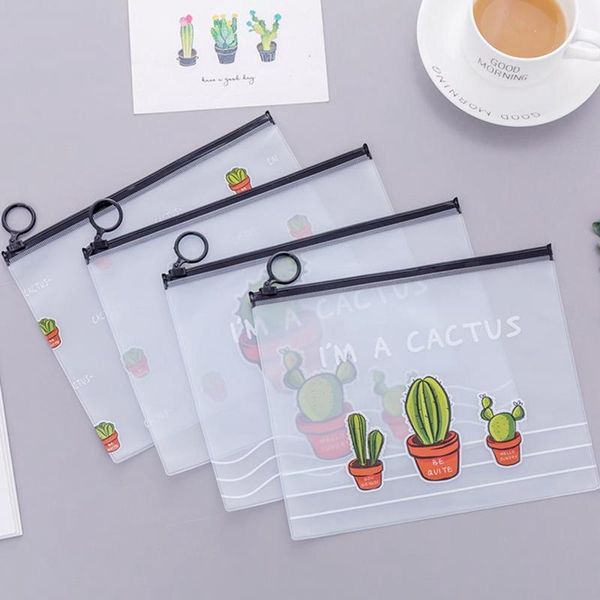 

waterproof travel cartoon print bags transparent file bag pouch case pencil school supplies