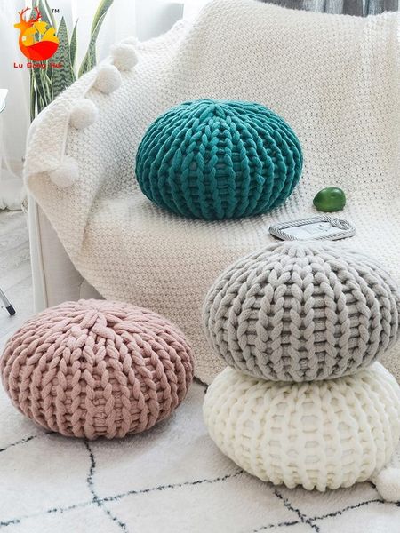 

pillow nordic candy neck knitted throw cushion office sofa coarse wool hand-woven bedside backrest