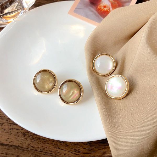 

stud fashion ins style temperament retro hong kong gemmetric round earrings 2661, Golden;silver
