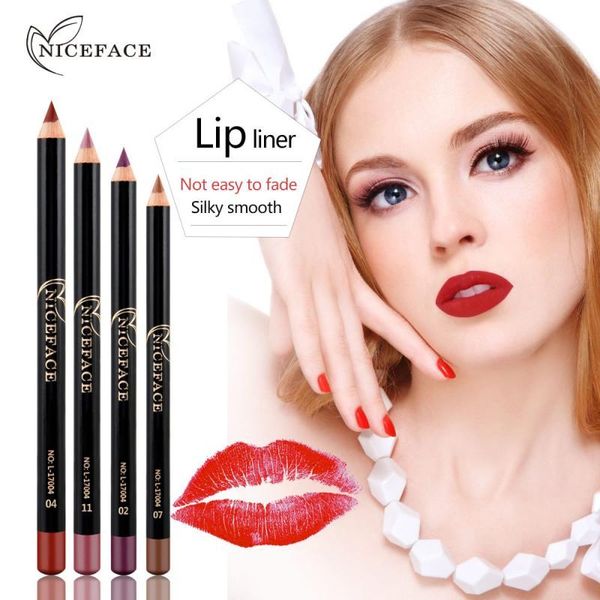 

12colors make up cosmetic professional wood lipliner waterproof lady charming lip liner soft pencil contour makeup lipstick tool pencils