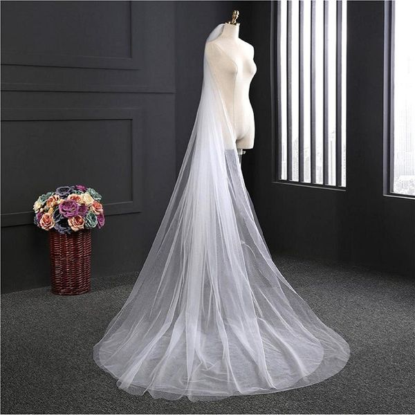 

bridal veils lan ting bride two-tier cut edge wedding veil cathedral 53 pearl tulle, Black