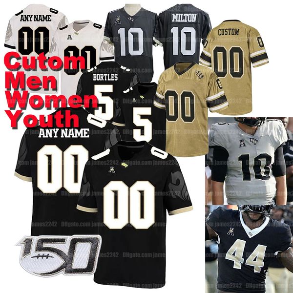 

custom men women youth ucf knights football jersey bryson dillon gabriel mckenzie milton jaylon robinson isaiah bowser brandon johnson, Black