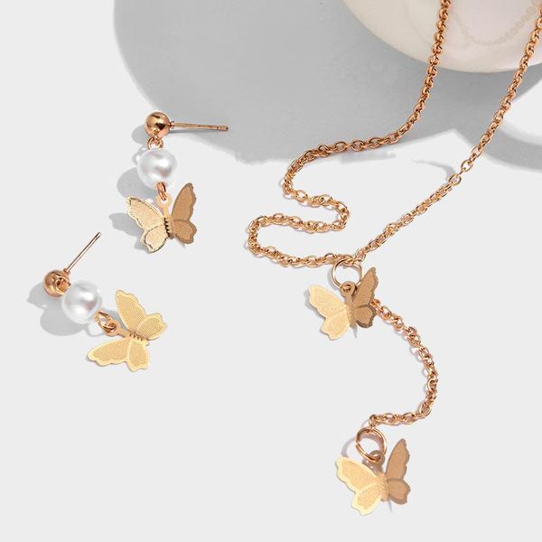 

2021 fashion gold color frosted butterfly pendant necklace crystal chain choker romantic sweet jewelry gift chains, Silver