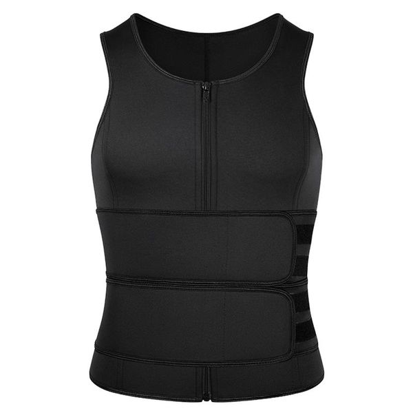 

men's body shapers burvogue men shaper sauna vest waist trainer double belt sweat shirt corset abdomen slimming shapewear fat burn fitn, Black;brown