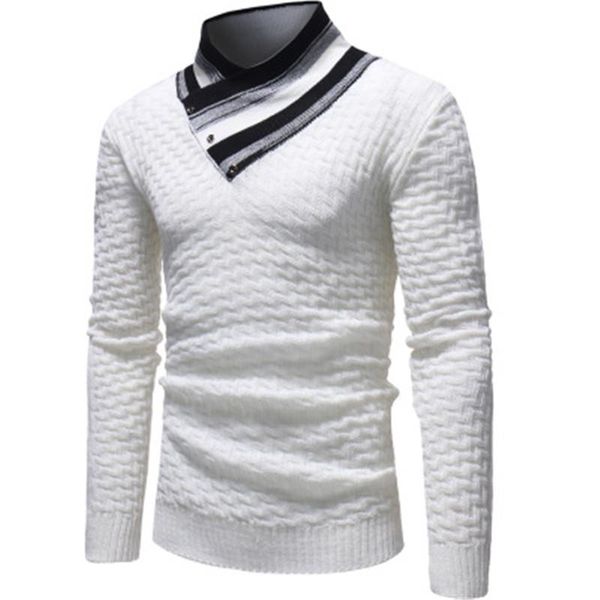 

mens diamond knitting sweaters clothing fashion trend long sleeve high neck pullover sweater male autumn casual slim bottoming, White;black
