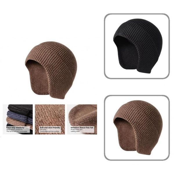 

wide brim hats warm knitted anti-scratch men hat for sports, Blue;gray
