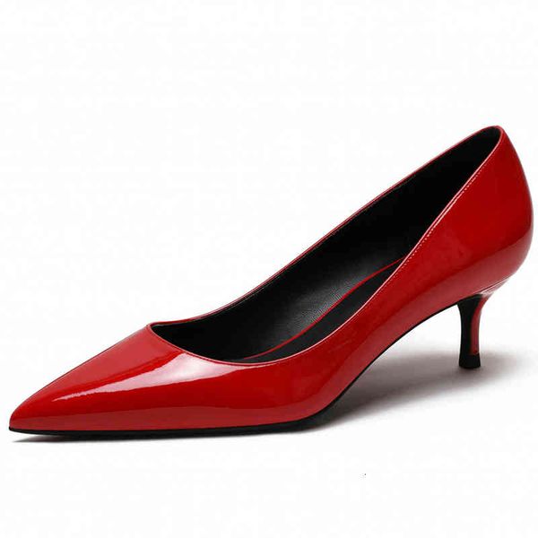 

sandals spring autumn classic women genuine patent leather office pumps thin high heels red nude white work wedding shoes woman b0, Black