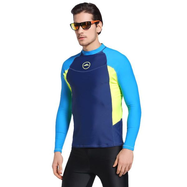 

one-piece suits sbart men long sleeve uv male rashguard surfing diving swimshirt snorkeling jellyfish swim clothing bathing beach shirt