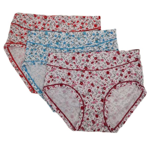 

women's panties for women floral printing panty plus size briefs big woman female panti underpants 3pcs, Black;pink