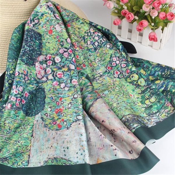 

printed silk scarf ribbon digital print women's scarves, Blue;gray