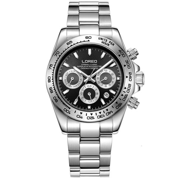 

montre homme 2021 loreo 200m waterproof men mechanical watches sapphire mirror rustless steel lighting automatic, Slivery;brown