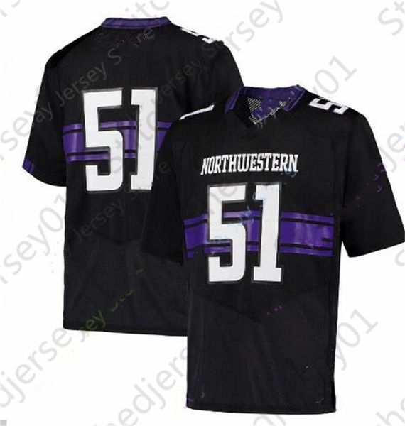 

northwestern wildcats football jersey ncaa college hunter johnson evan hull bryce kirtz stephon robinson jr. jeremy meiser aidan smith ander, Black