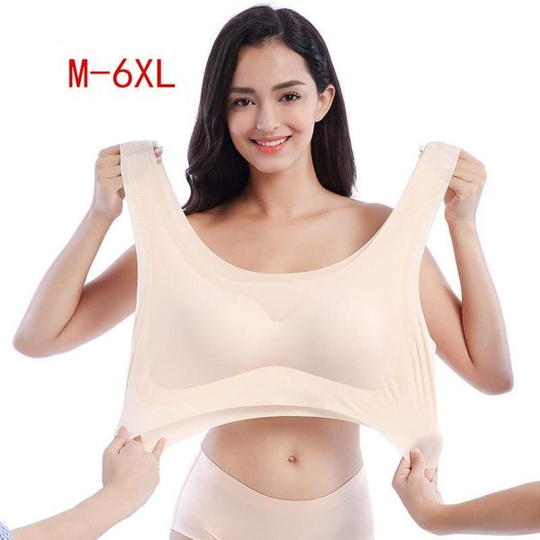 

bras plus size bra large seamless women without frame ultra thin big lingerie comfort sleep bralette 6xl, Red;black
