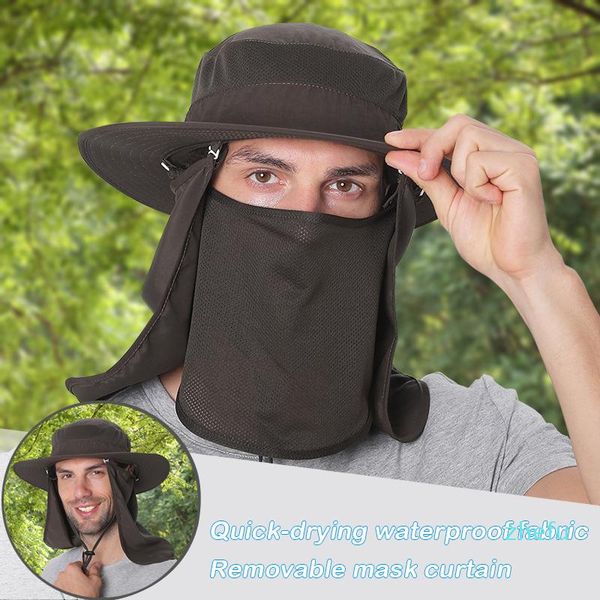 

outdoor hats fashion summer sun protection wide brim face neck fishing cap accessrioes hat for men chapeu masculino, Black;white